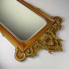 Vintage Large Wooden Wall Mirror, Italy 1950s