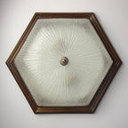 Vintage ice murano glass ceiling lamp Italy 1980s Flush Mount Light