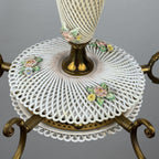Vintage Art Nouveau Capodimonte Chandelier: Floral Porcelain Lamp, 1930s