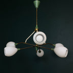 Mid-Century Stilnovo chandelier with Opaline Glass, Italy 1960s
