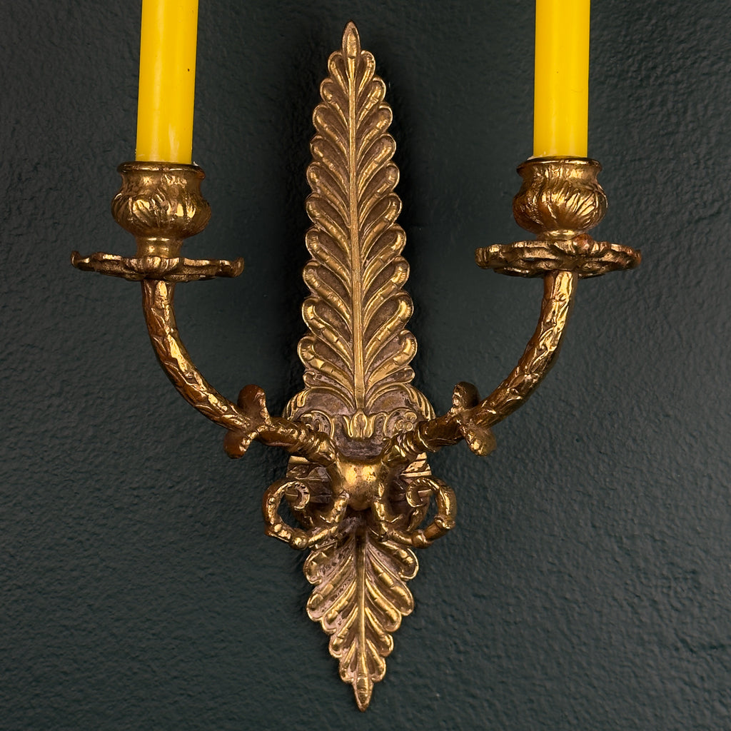 Antique Empire Bronze Wall Candle Sconce, Italy, Late 19th Century