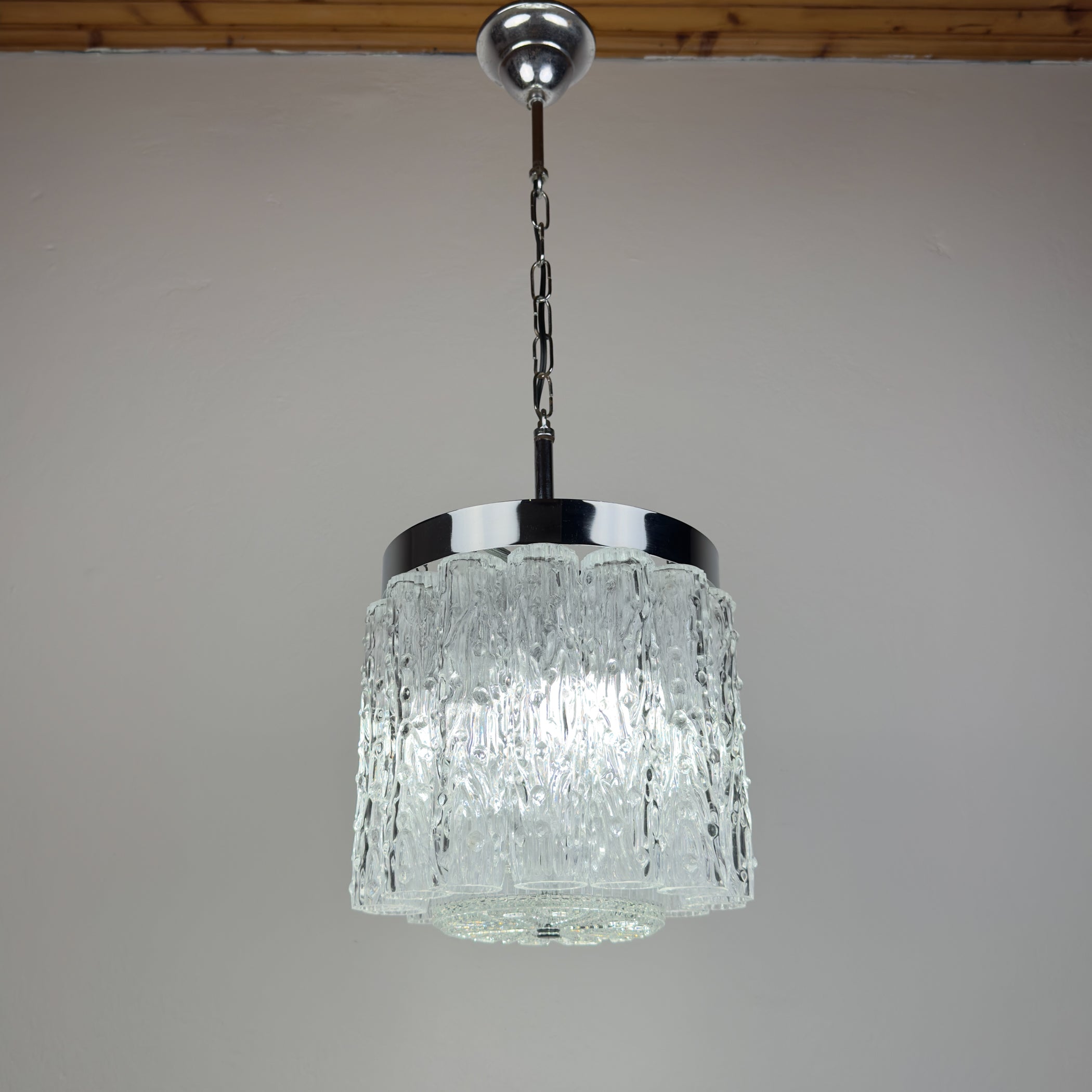 Vintage murano glass chandelier Tronchi by Toni Zuccheri for Venini, Italy 1960s
