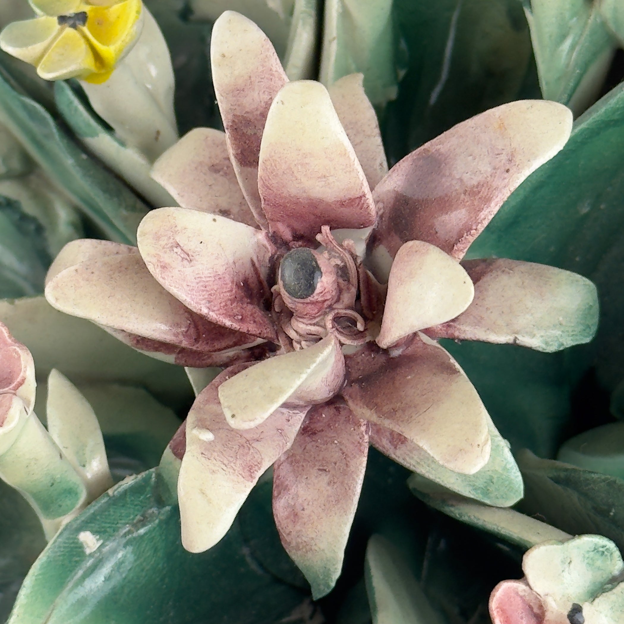 Vintage Capodimonte Ceramic Flower Basket, Italy 1960s
