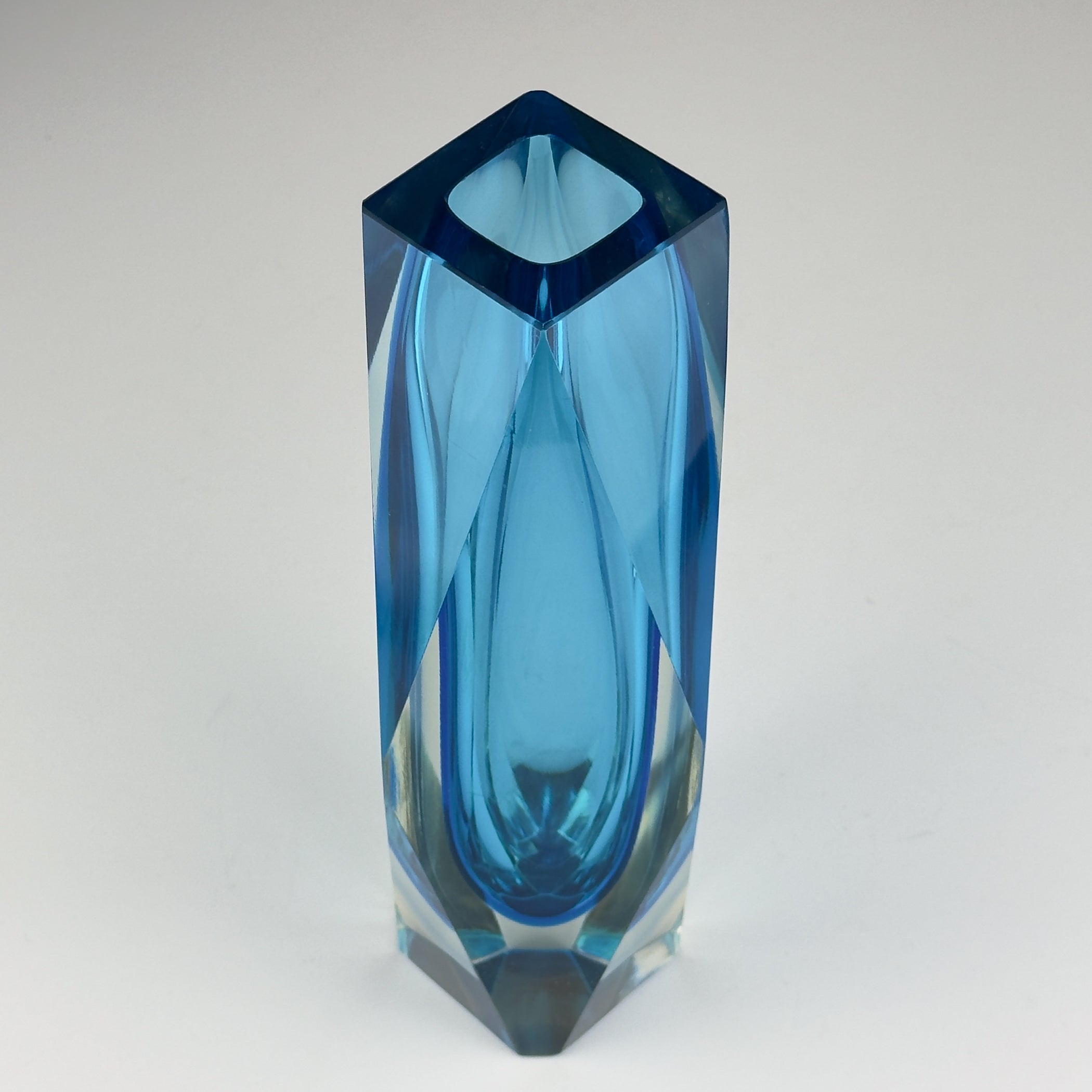 Sommerso blue Murano glass vase, style Flavio Poli, Italy 1970s