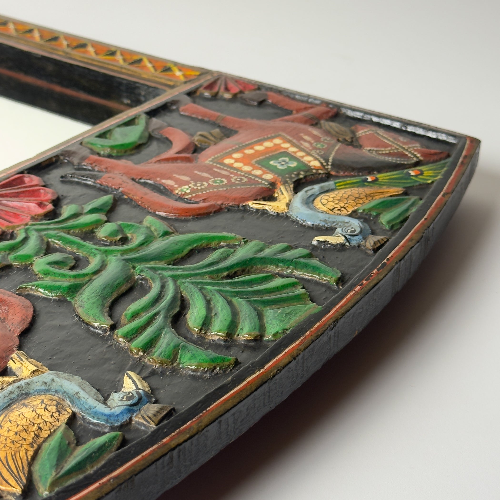 Vintage wooden wall mirror, India mid-20th century