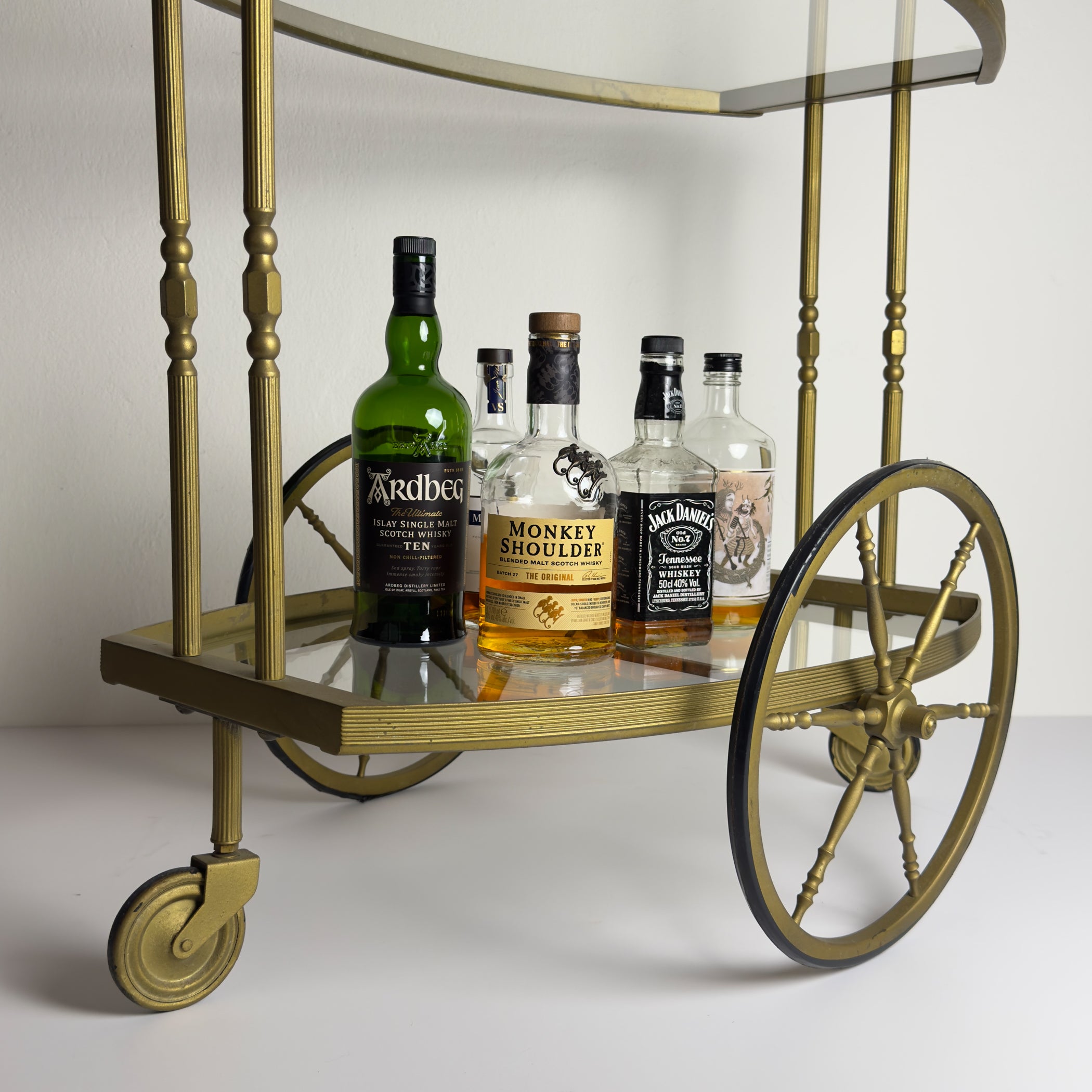 Vintage metal bar cart, Italy 1950s