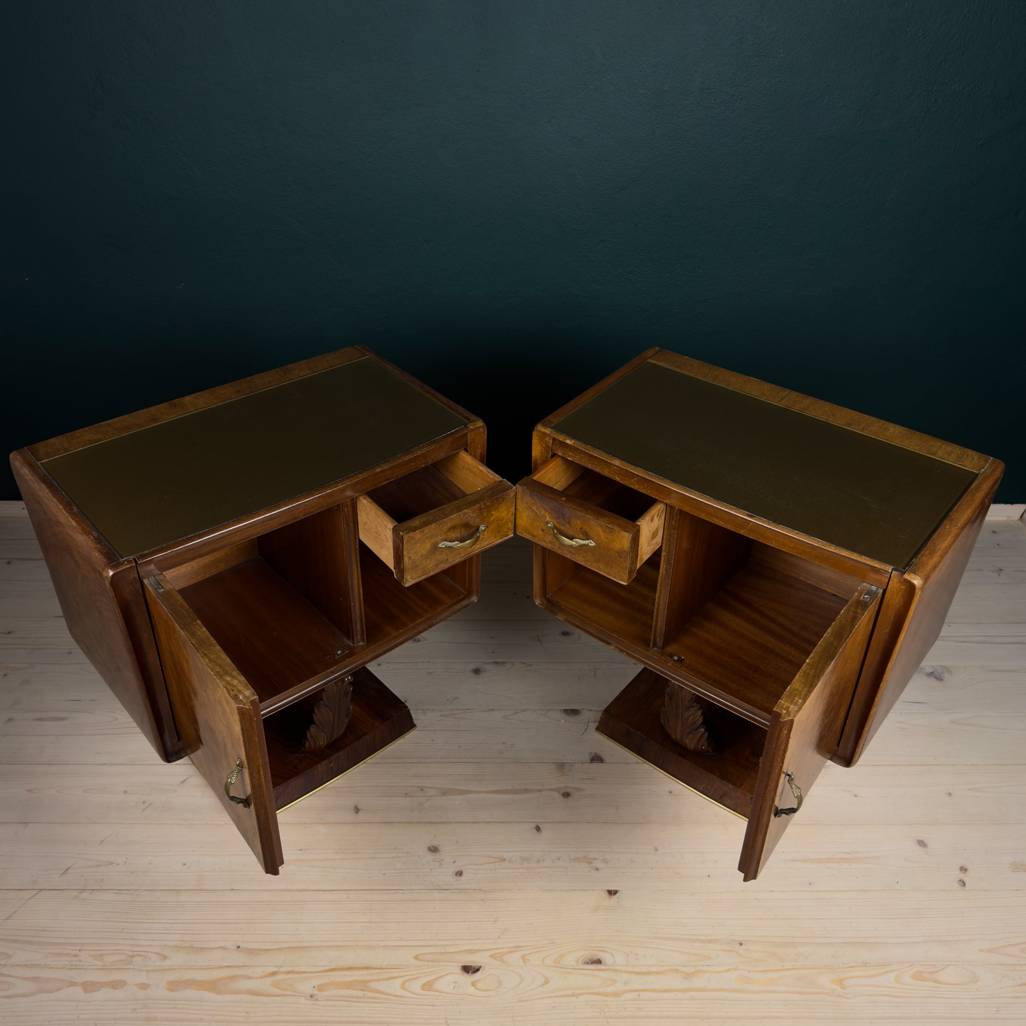 Vintage wood nightstands, Italy 1950s, Set of 2