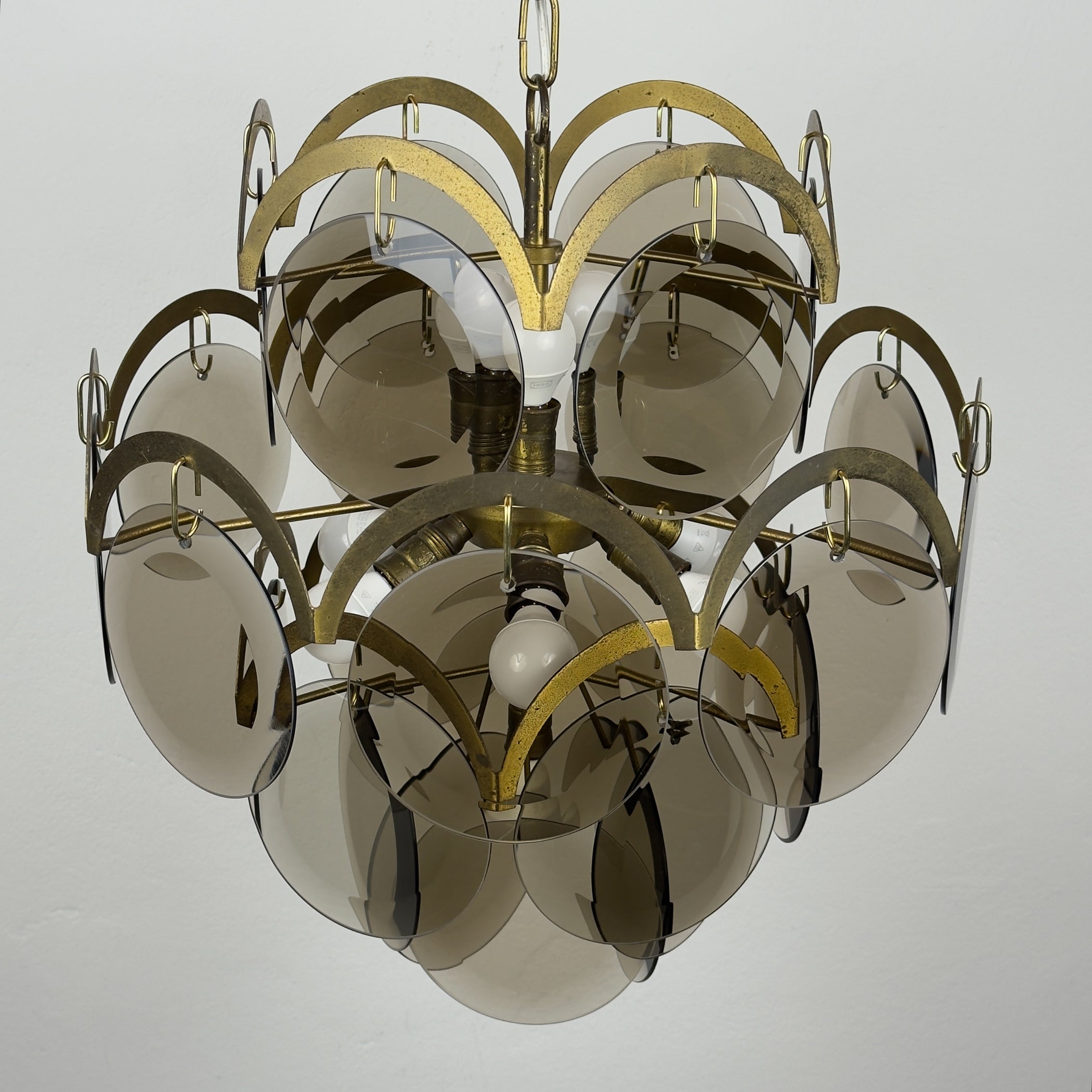 Smoked Murano chandelier by Gino Vistosi, Italy 1970s
