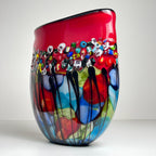 Original large vintage murano glass vase Murrine, Italy 1980s