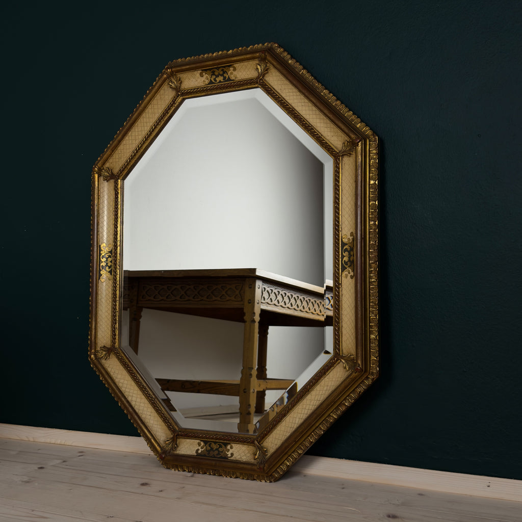Vintage Large Wooden Wall Mirror, Italy 1930s