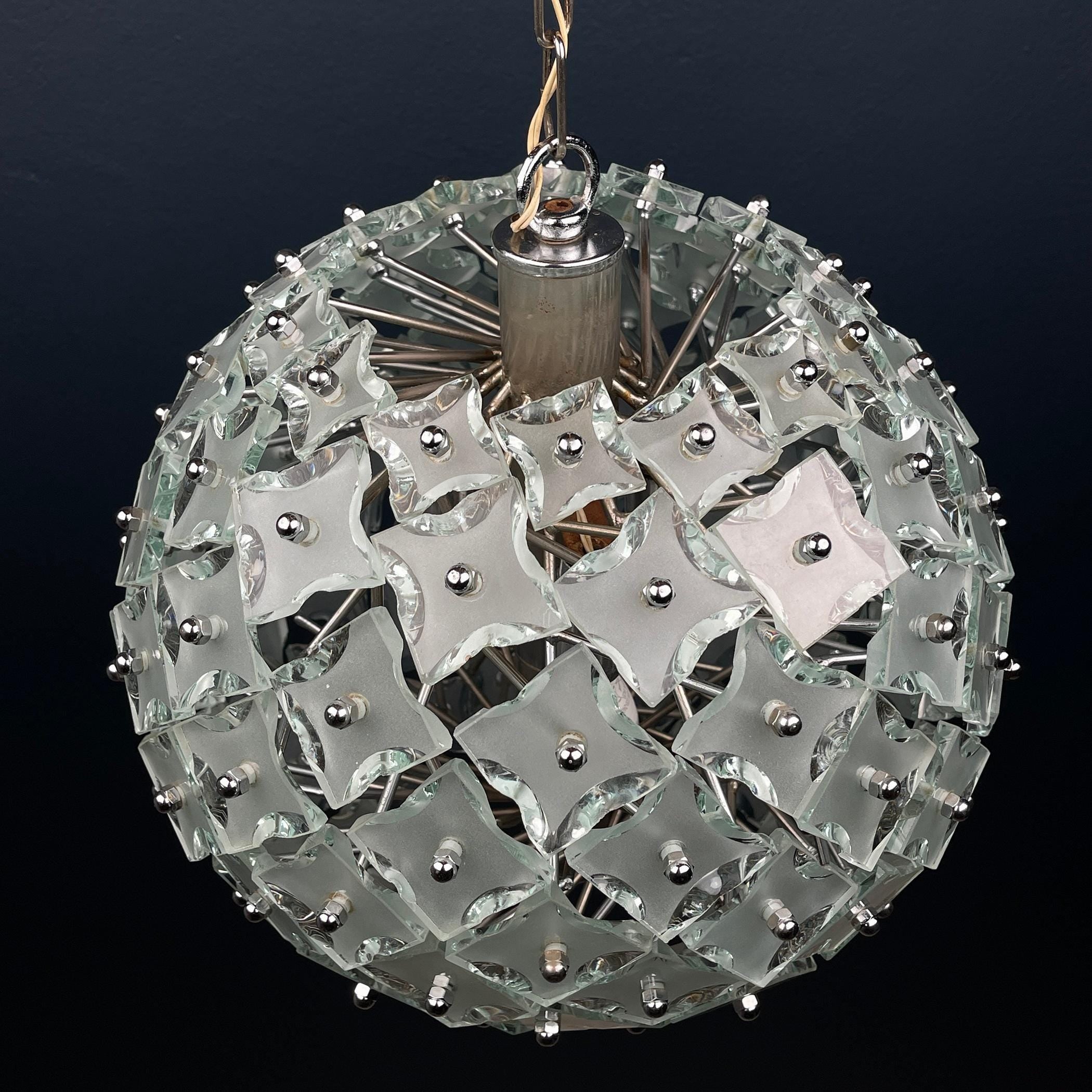 Vintage chandelier Sputnik by Fontana Arte, Italy 1960s, mid-century Italian modern