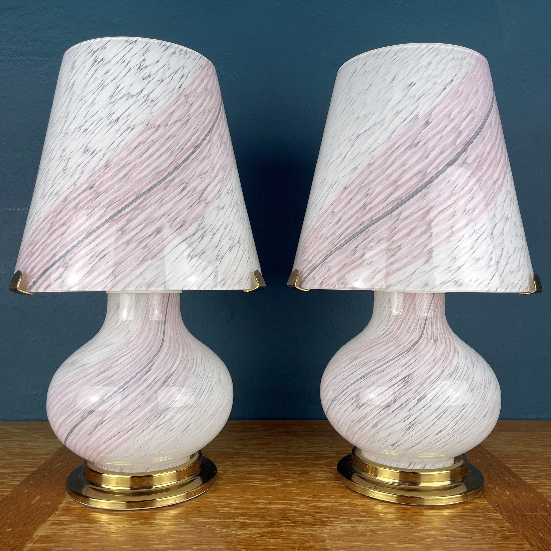 Pair of murano table lamps Mushroom Italy 1970s Italian Modern Retro home decor