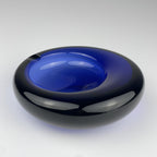 Original blue glass ashtray by Per Lütken for Holmegaard, Denmark, 1962