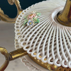 Vintage Art Nouveau Capodimonte Chandelier: Floral Porcelain Lamp, 1930s