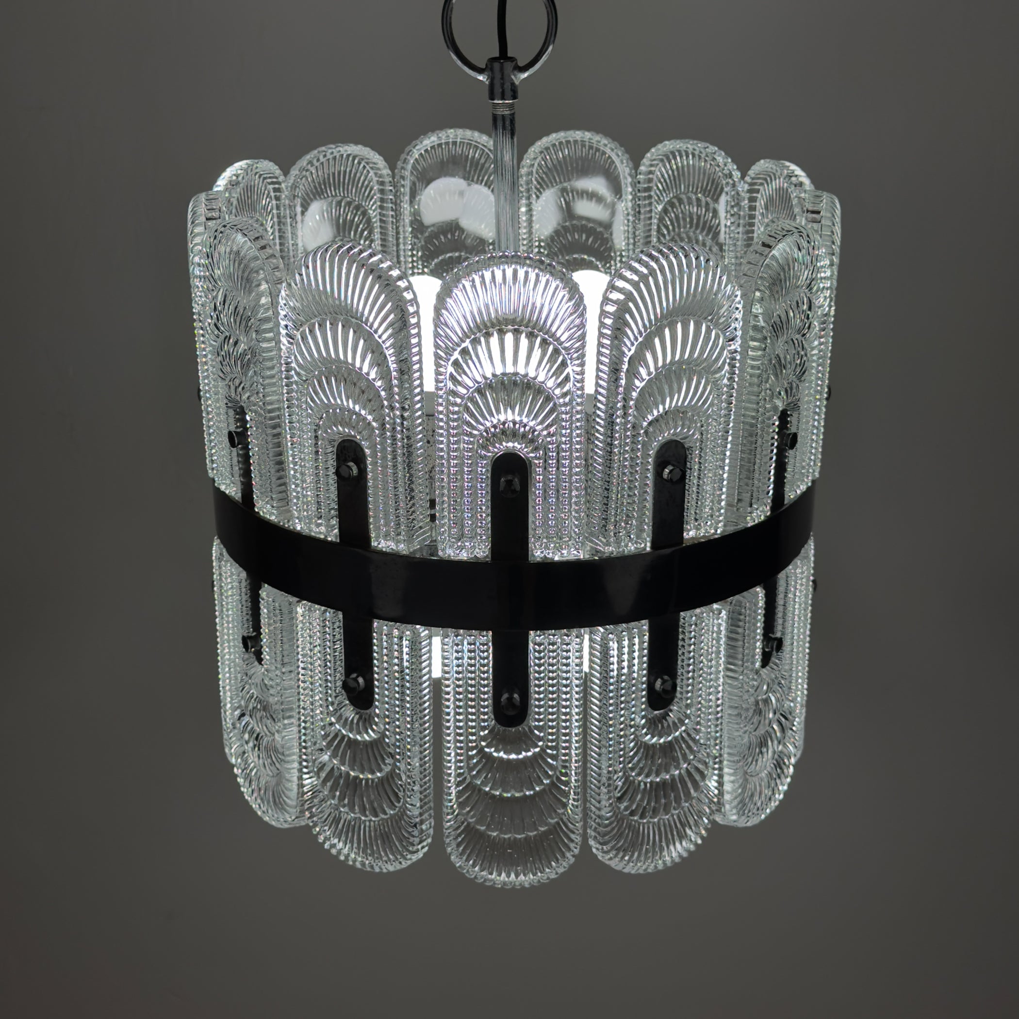 Vintage large crystal chandelier by Kaiser Leuchten, Germany 1960s