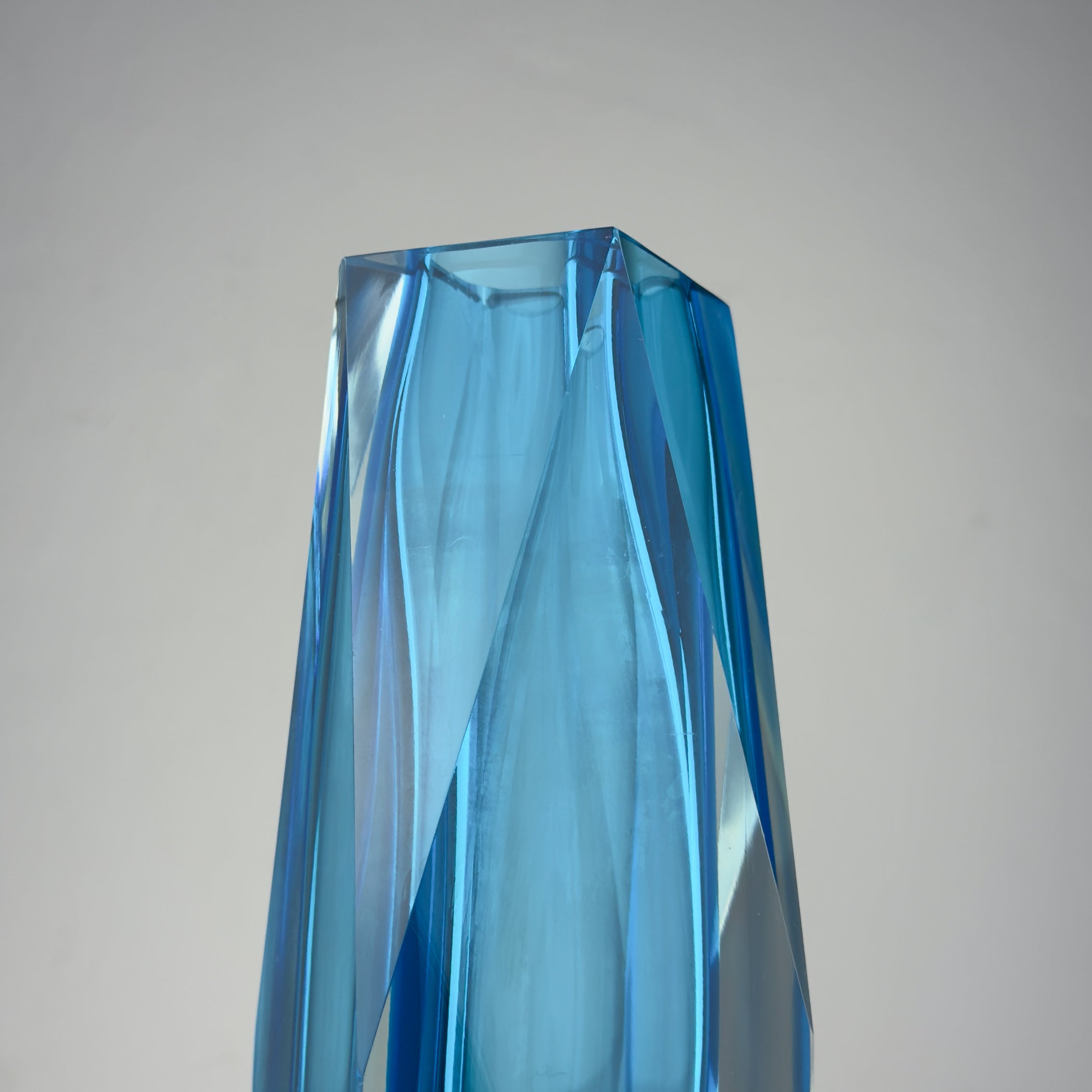 Sommerso blue Murano glass vase, style Flavio Poli, Italy 1970s