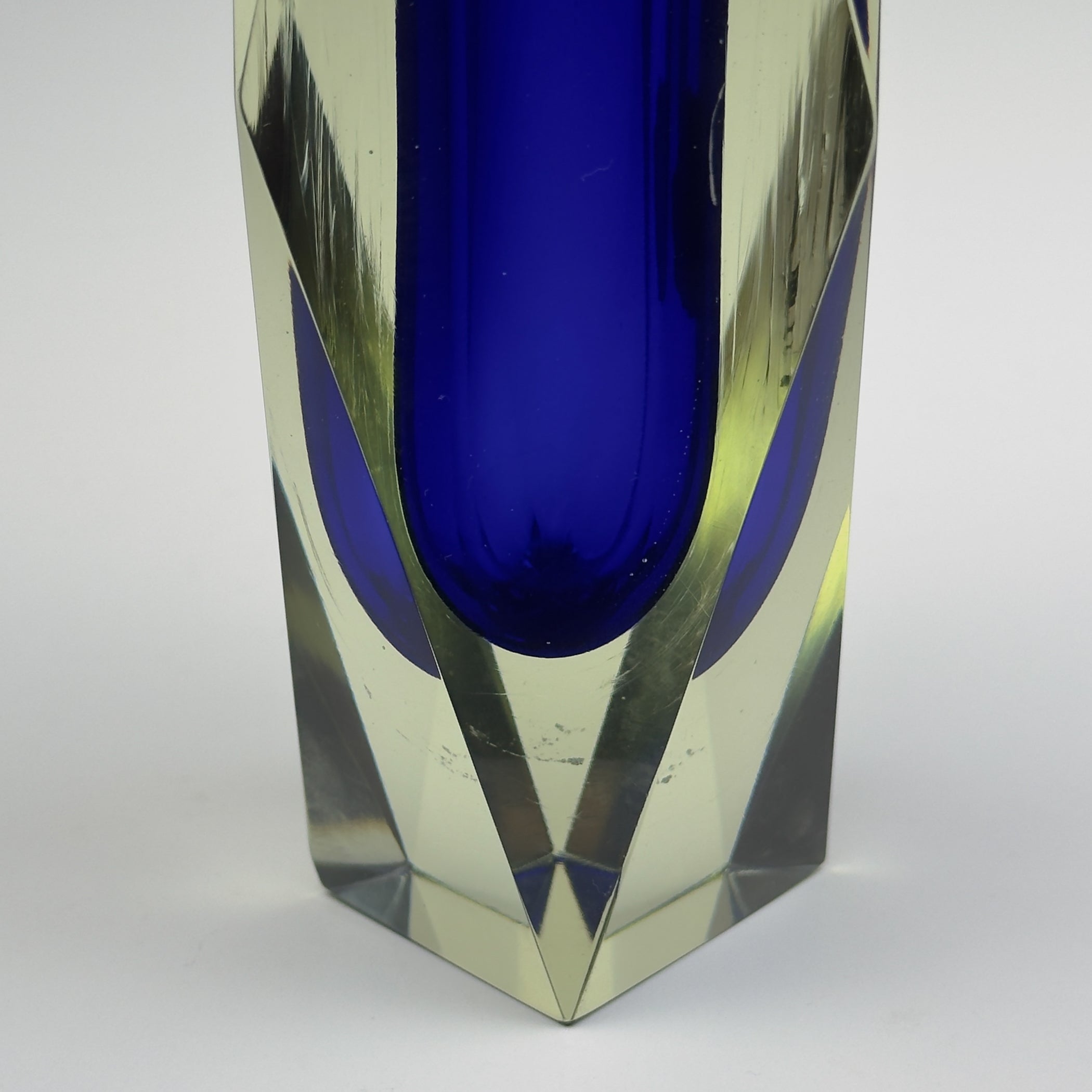 Vintage sommerso blue Murano vase, Italy 1970s
