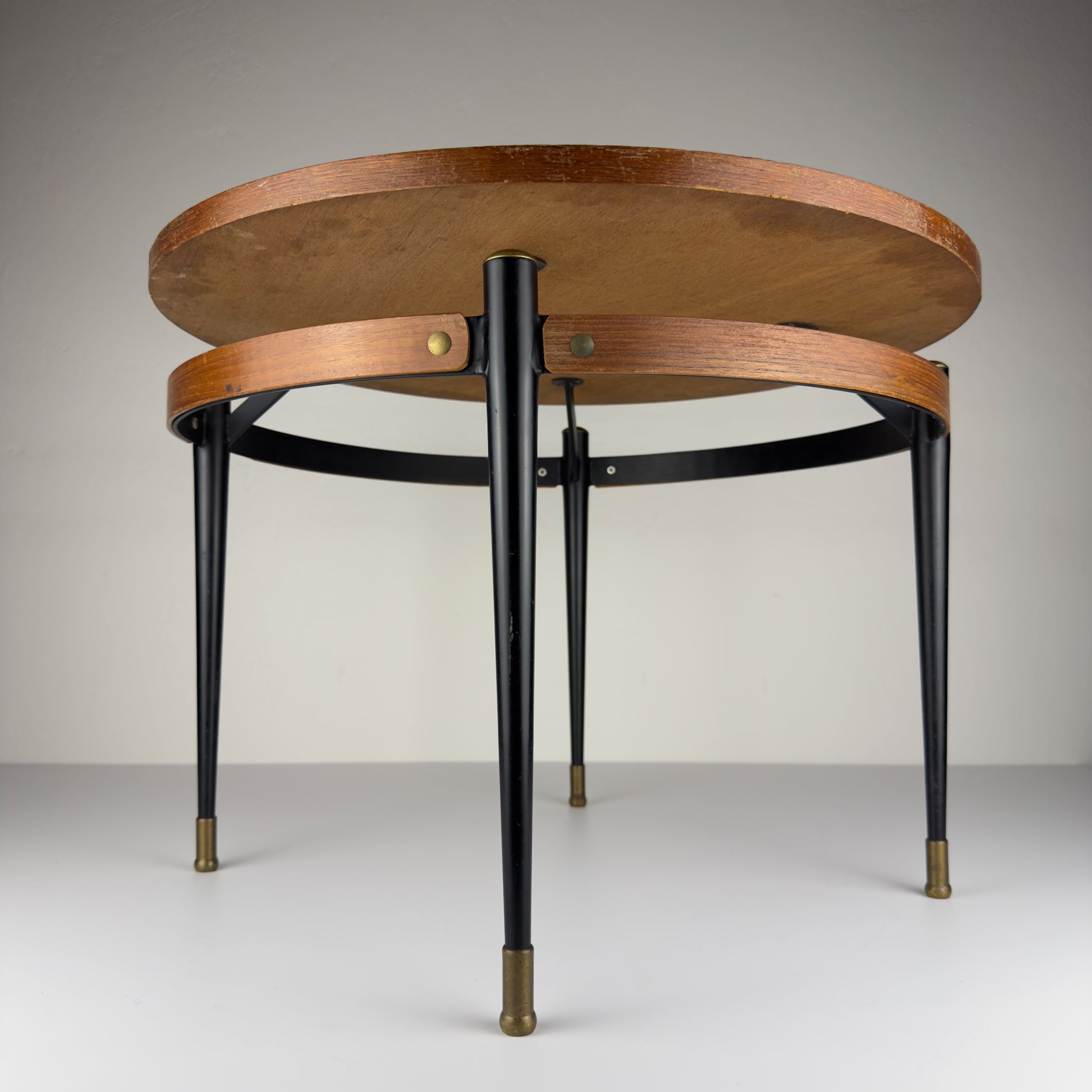 Vintage Italian Metal & Teak Wood Coffee Table by Silvio Cavatorta, 1950s