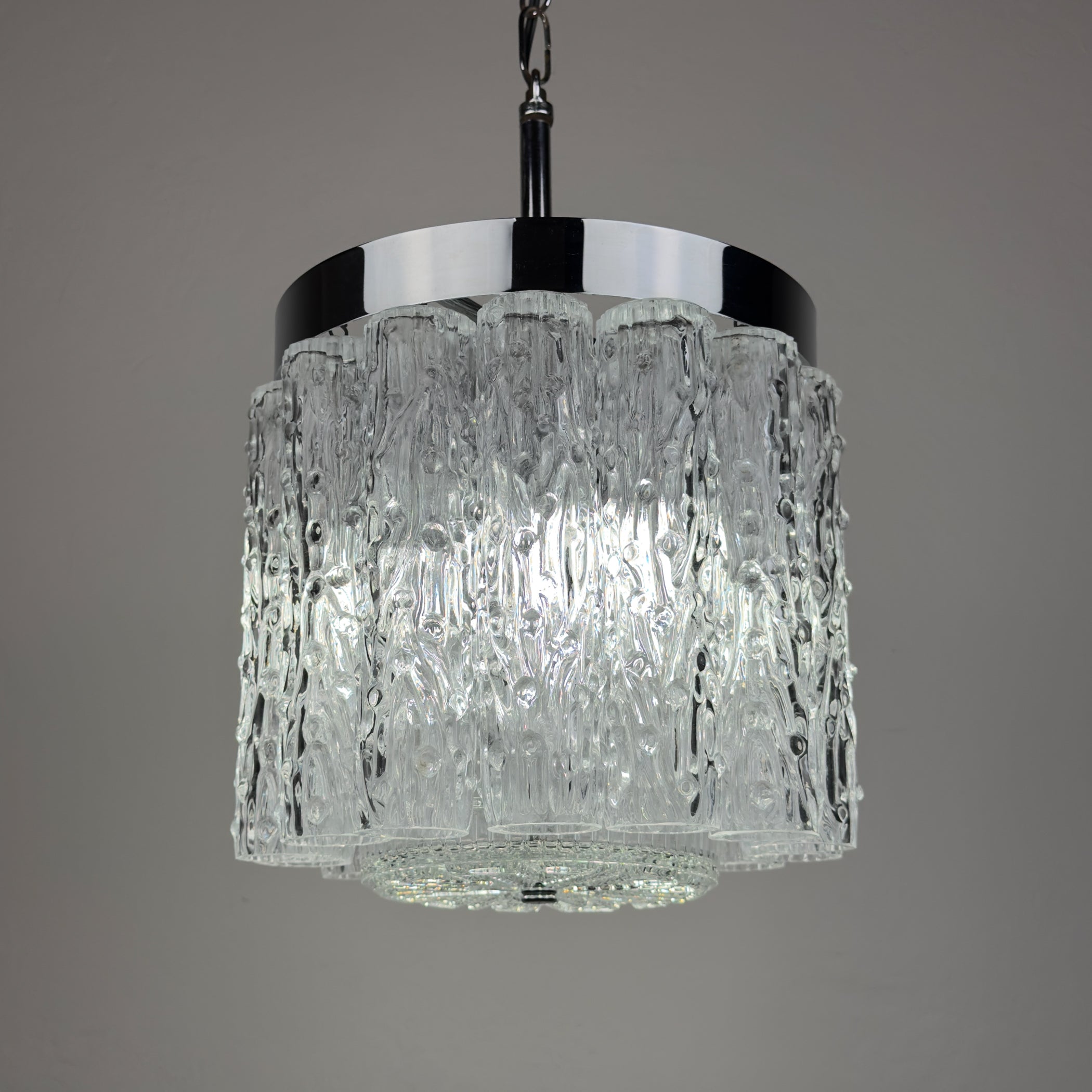 Vintage murano glass chandelier Tronchi by Toni Zuccheri for Venini, Italy 1960s
