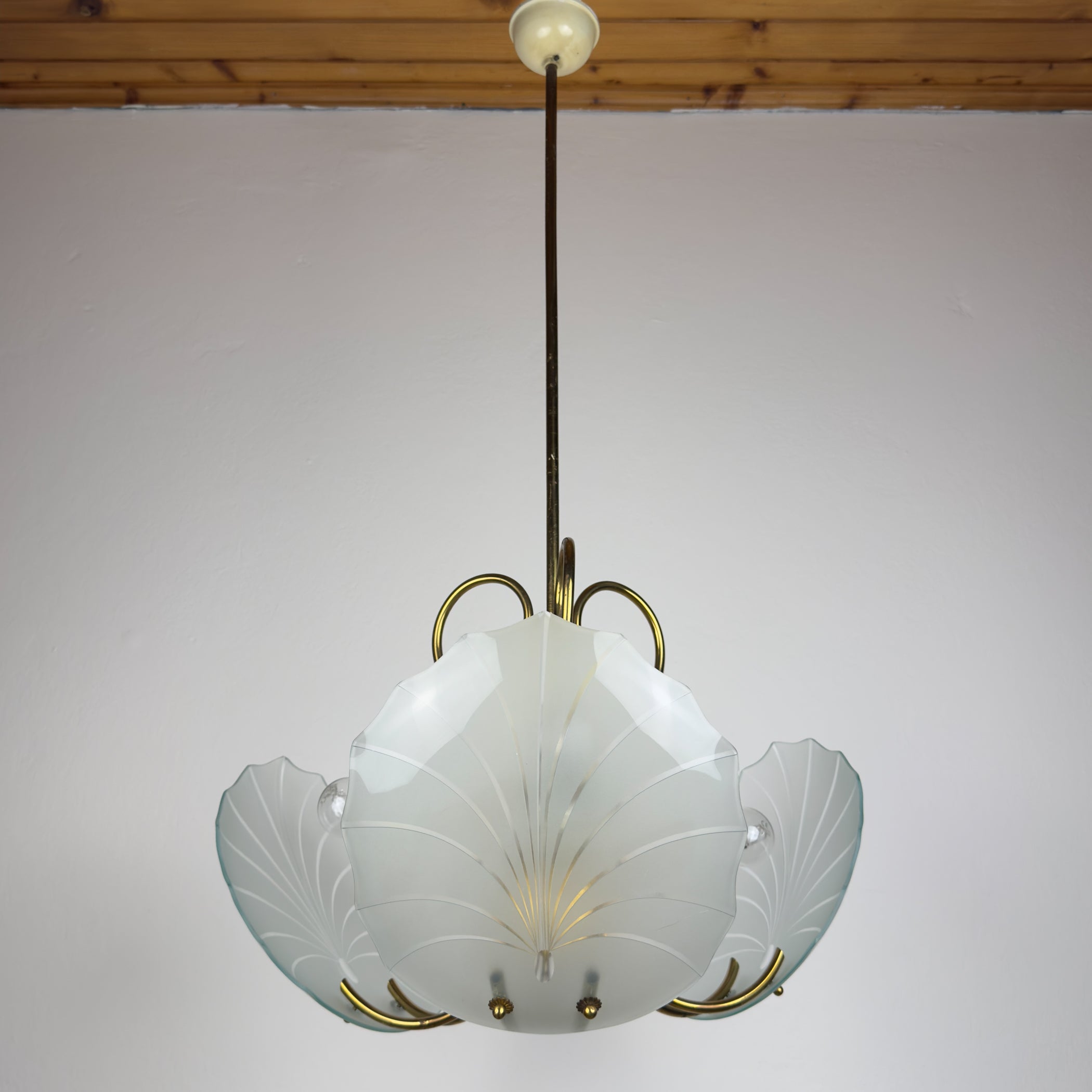 Antique chandelier, in style of Pietro Chiesa For Fontana Arte, Italy, 1930s