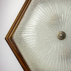 Vintage ice murano glass ceiling lamp Italy 1980s Flush Mount Light