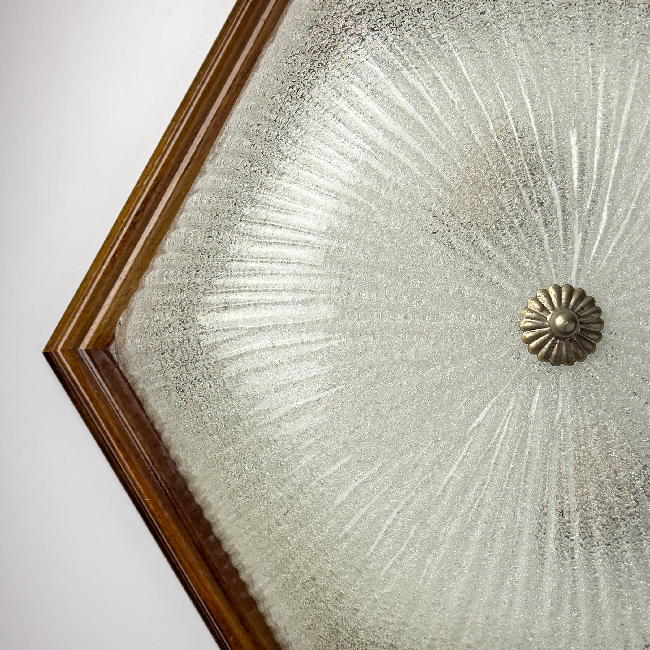 Vintage ice murano glass ceiling lamp Italy 1980s Flush Mount Light