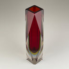 Sommerso red Murano glass vase, style Flavio Poli, Italy 1970s