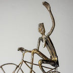 Vintage metal Brutalist sculpture Bicyclist by Salvino Marsura, Italy 1980s