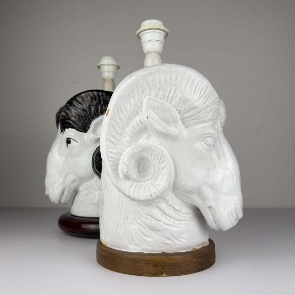 Vintage table lamps Ram Head, Italy 1970s Set of 2