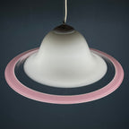 Murano glass white and pink pendant lamp Italy 1970s Mid-century lighting ceiling lamp