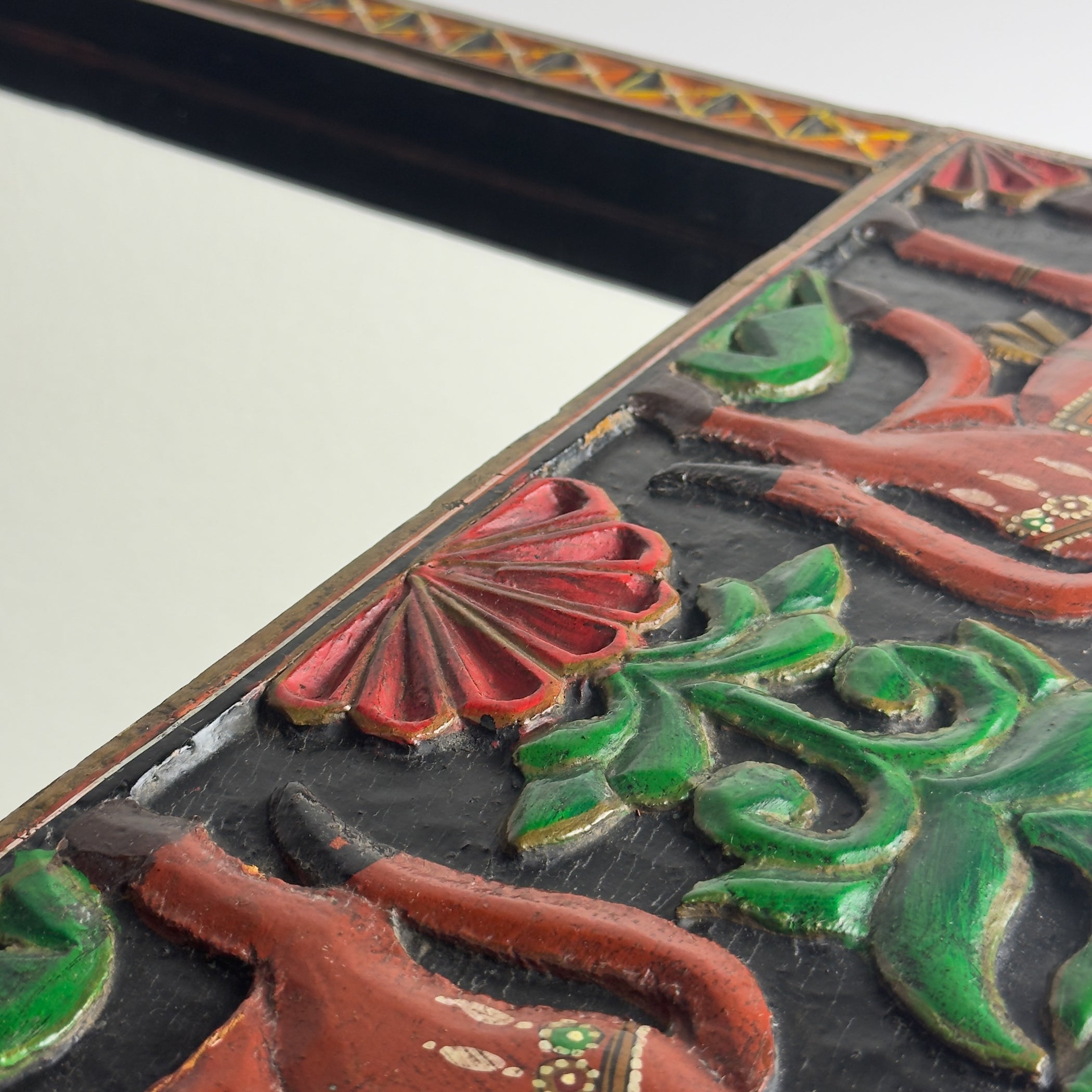 Vintage wooden wall mirror, India mid-20th century