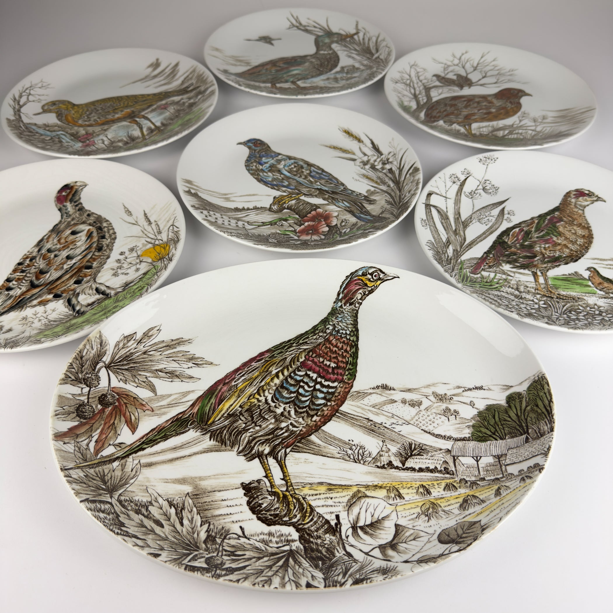 Vintage Johnson Brothers Game Birds Dinner Plates, Set of 7, England 1953-1976s