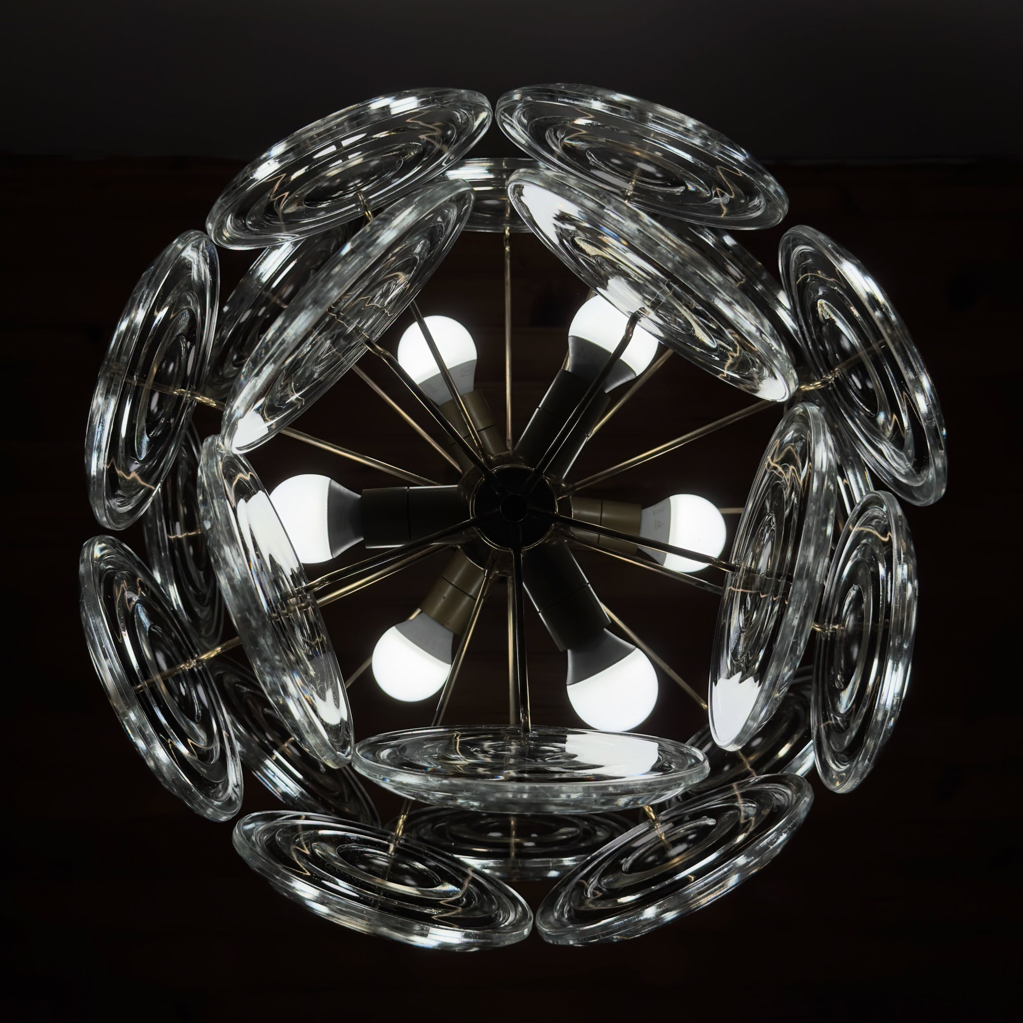 Vintage glass disc chandelier, Italy 1970s