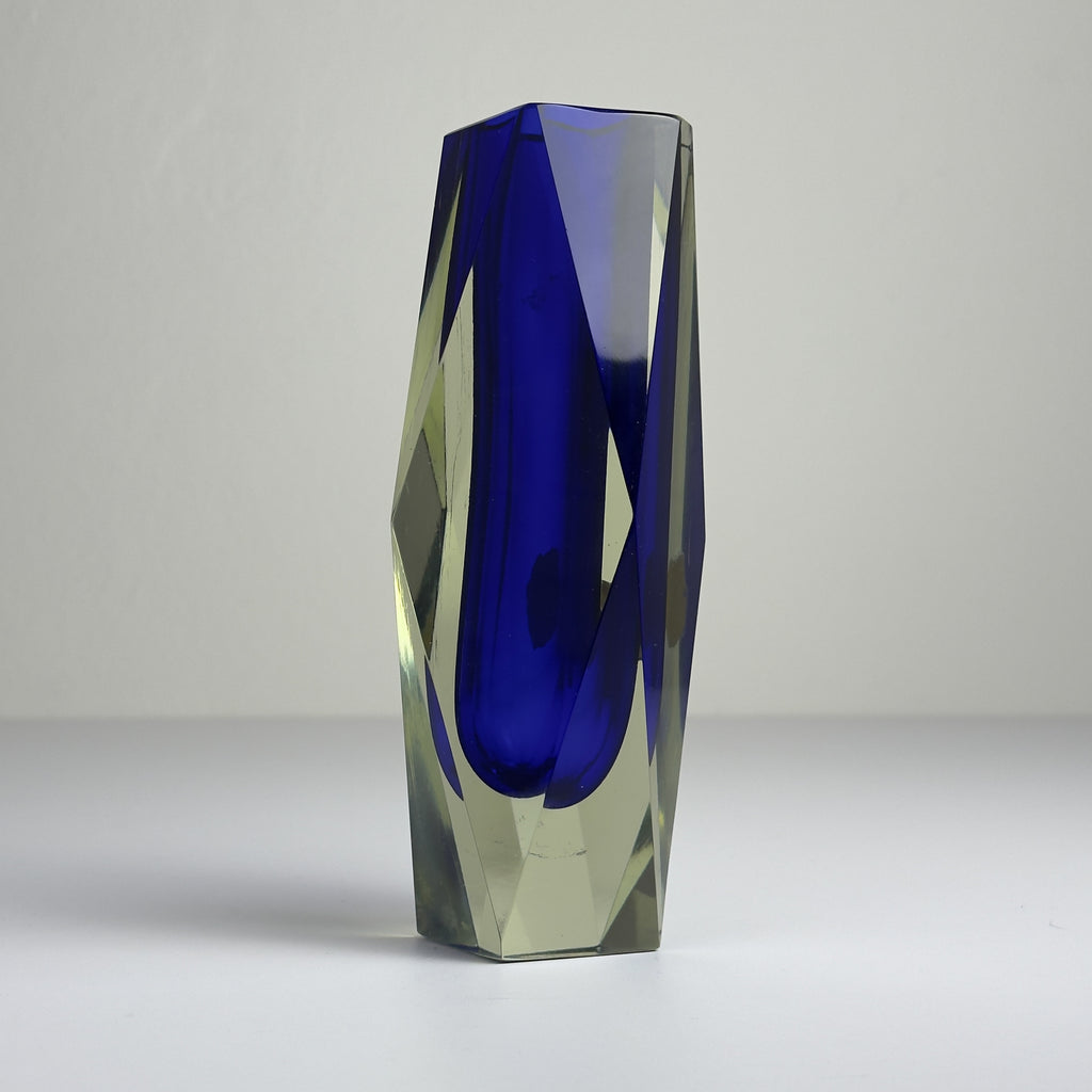 Vintage sommerso blue Murano vase, Italy 1970s