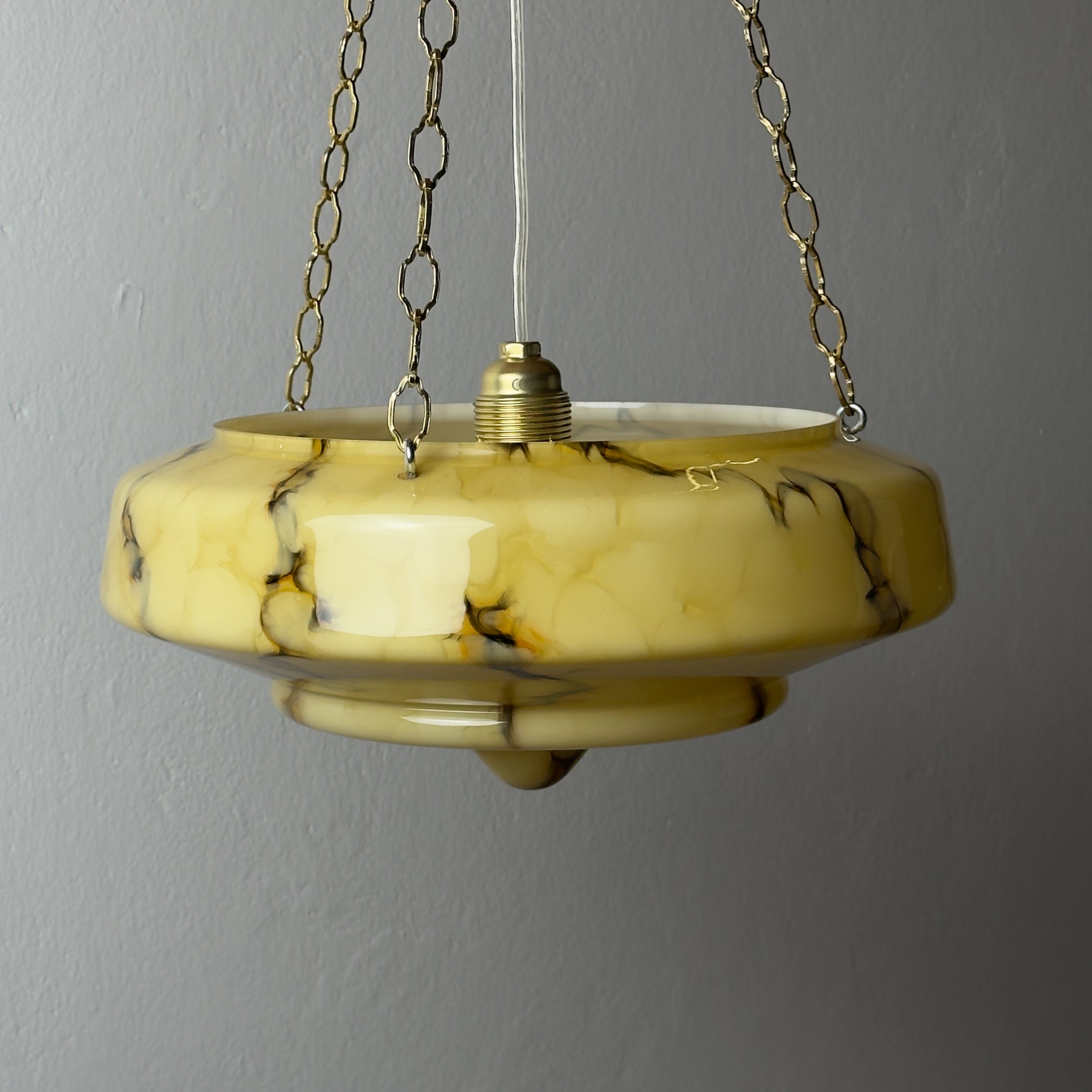 Art Deco yellow glass pendant lamp, Italy 1930s