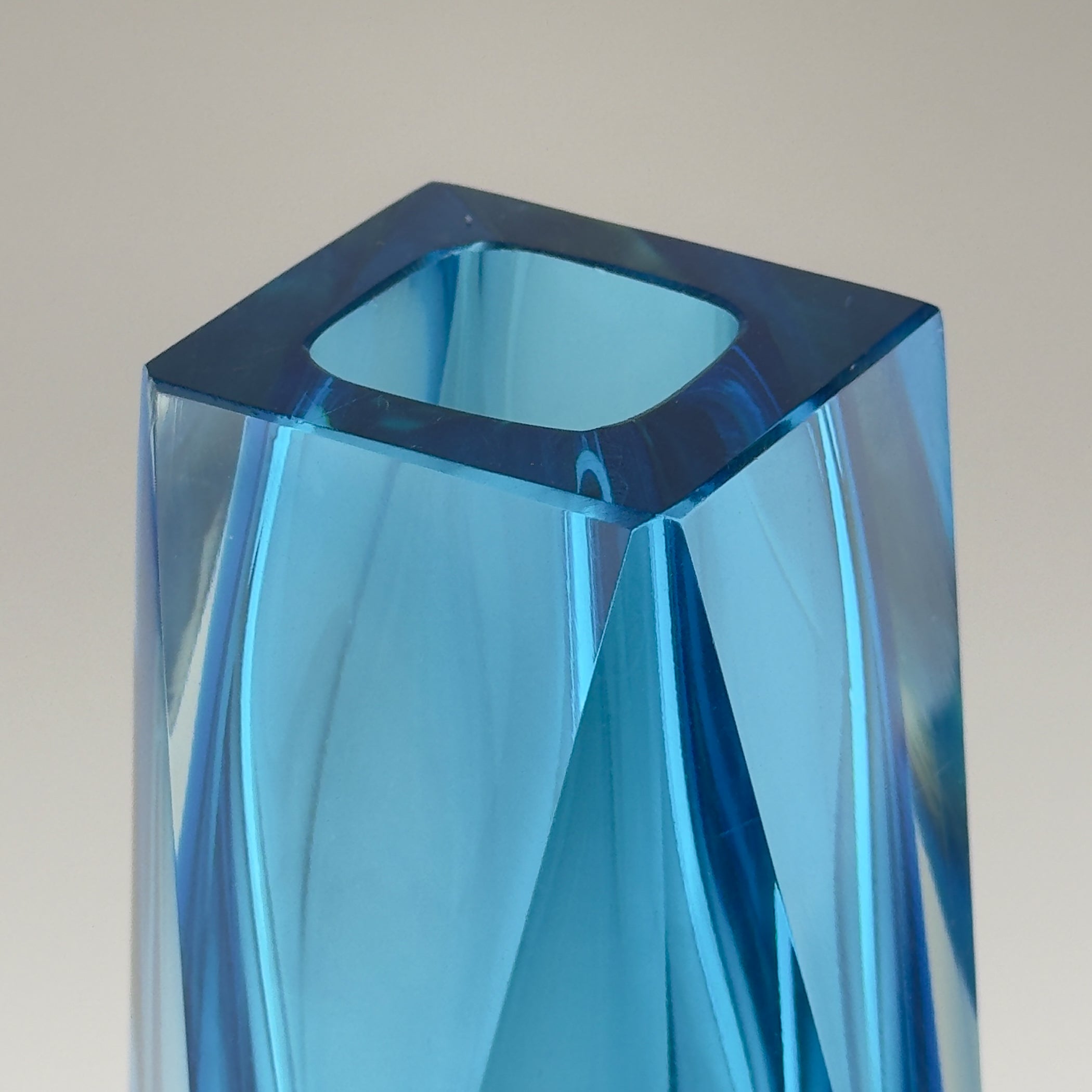Sommerso blue Murano glass vase, style Flavio Poli, Italy 1970s
