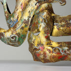 Original metal Brutalist wall lamp Octopus by Salvino Marsura, Italy 1980s