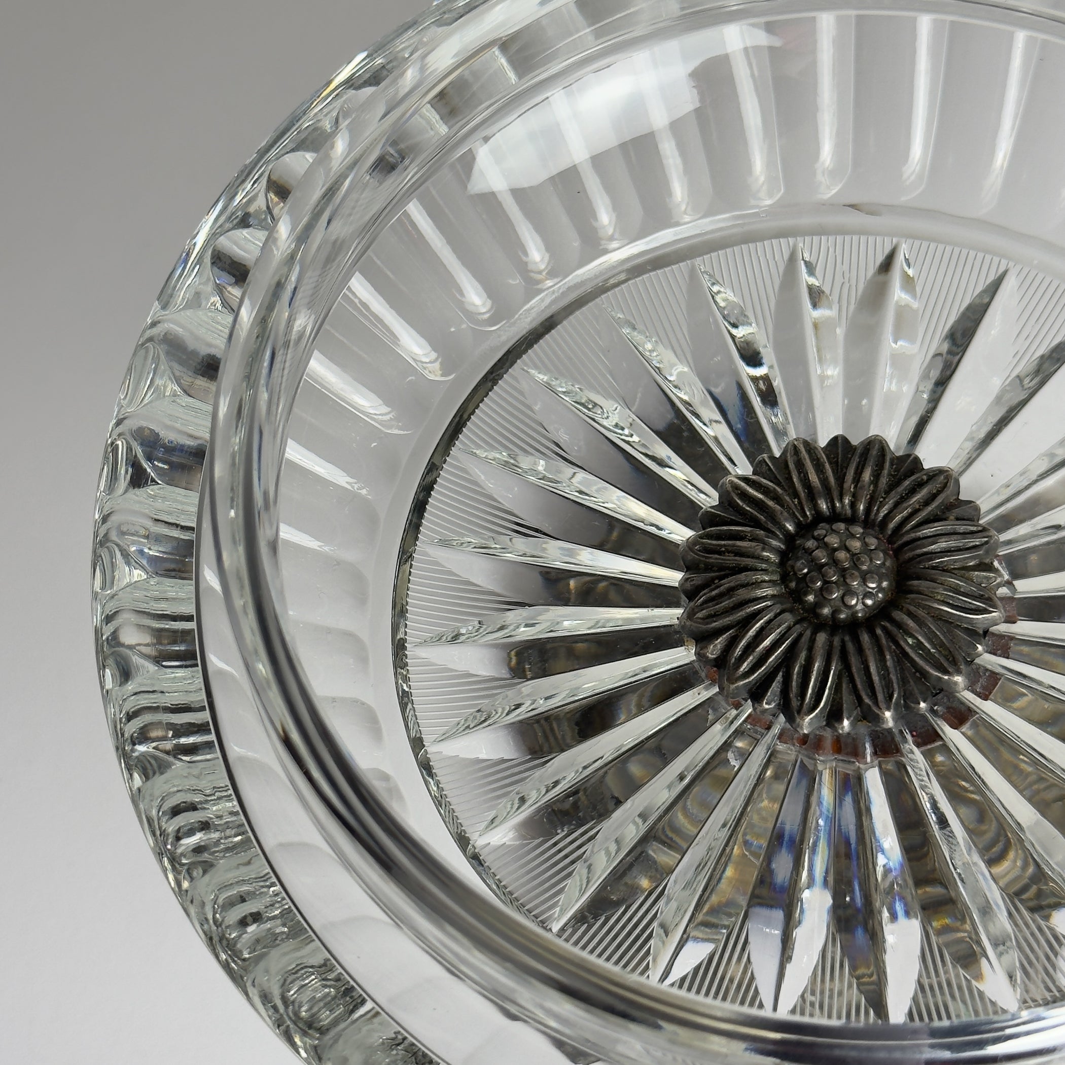 Antique glass bowl with bronze base, Italy 1920s