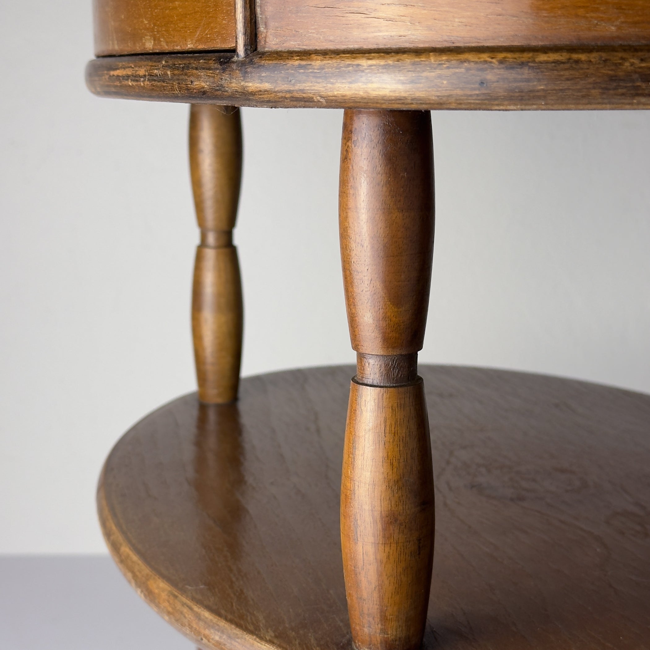 Vintage wooden nightstand Italy 1950s, mid-century wooden bedside table