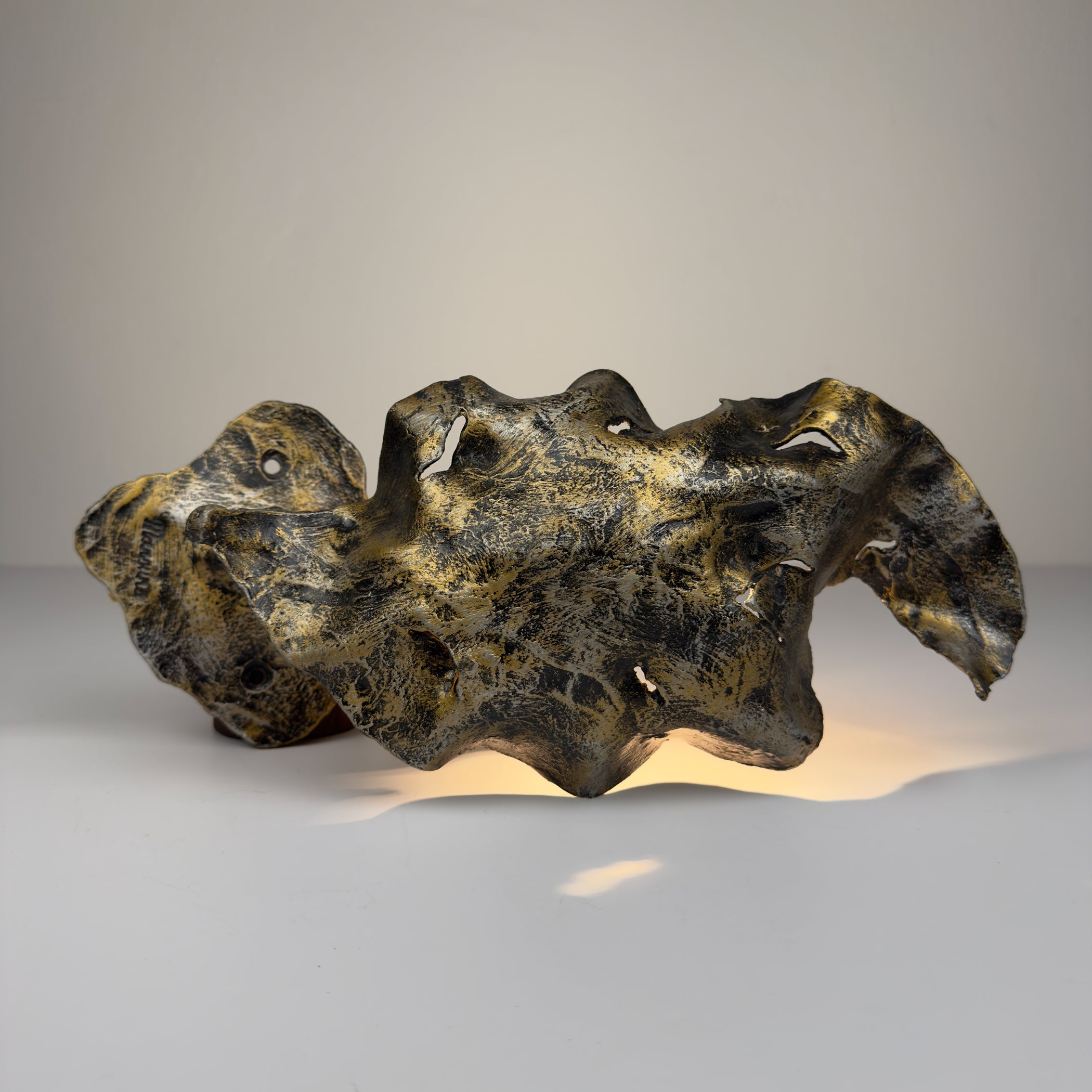 Original metal Brutalist wall lamp by Salvino Marsura, Italy 1970s