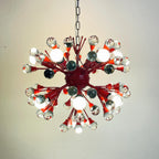 Mid-century red Murano pendant lamp Sputnik, Italy 1970s, Vintage lighting Space age