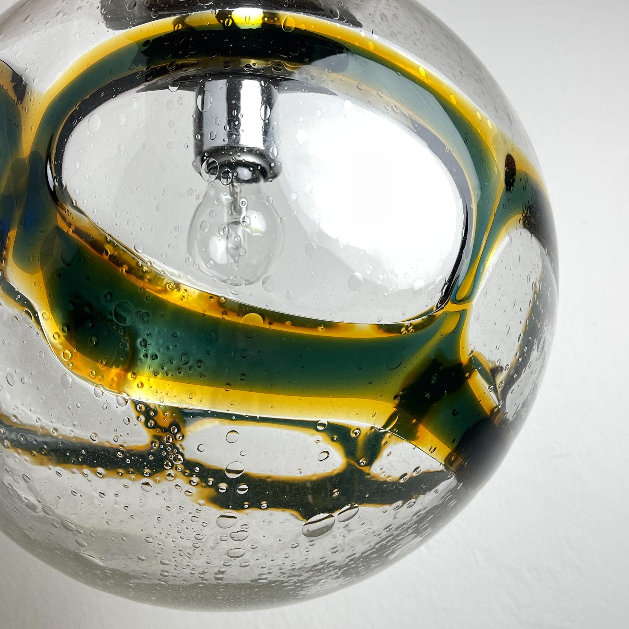 Vintage Large Swirled Murano Glass Pendant Lamp by Vistosi, Italy 1970s, Mid-century modern