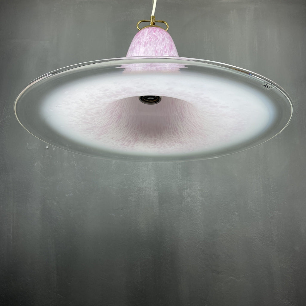 Mid-century pink Murano glass pendant lamp by VeLuce Italy 1970s