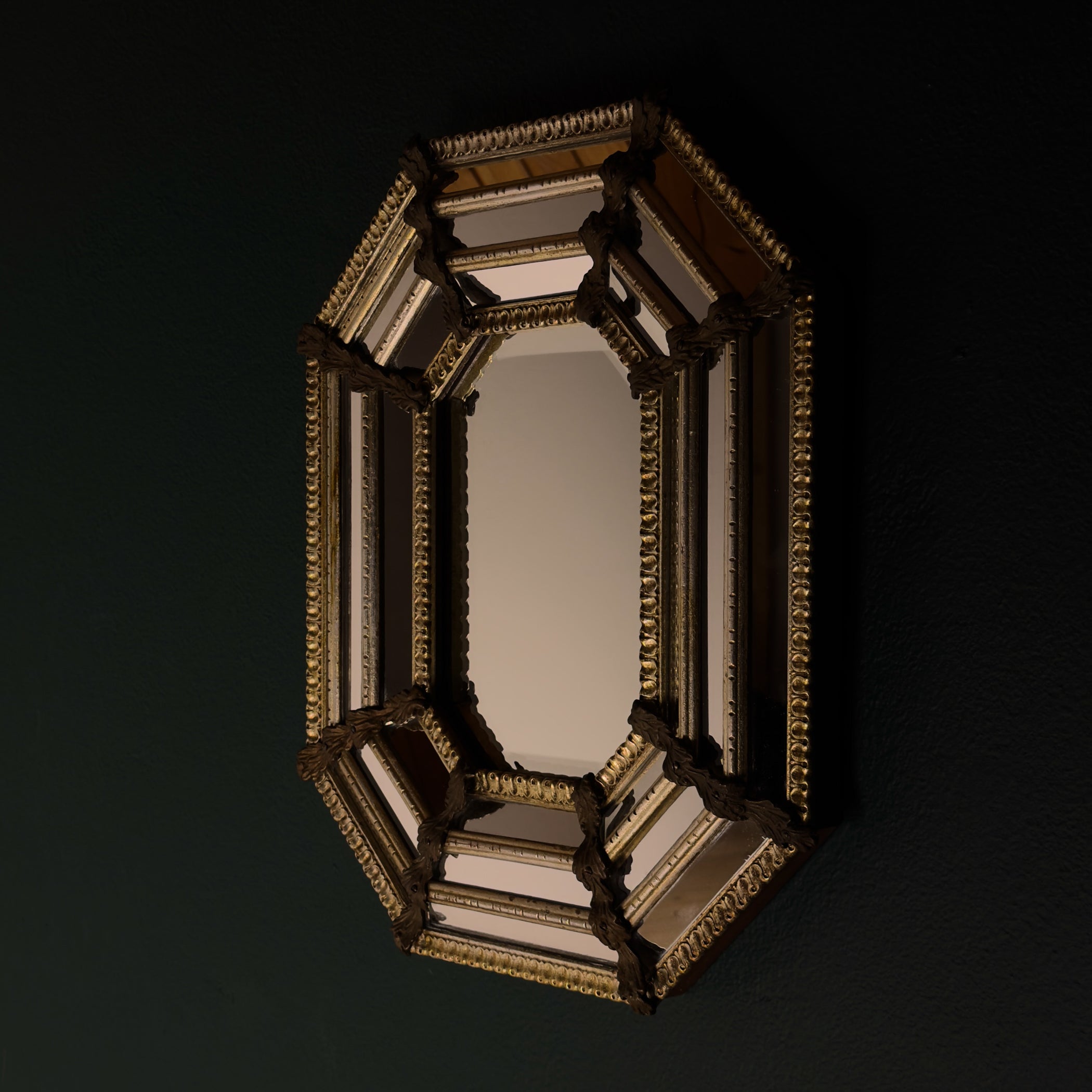 Vintage Octagonal Murano Mirror, Italy 1950s