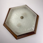 Vintage ice murano glass ceiling lamp Italy 1980s Flush Mount Light