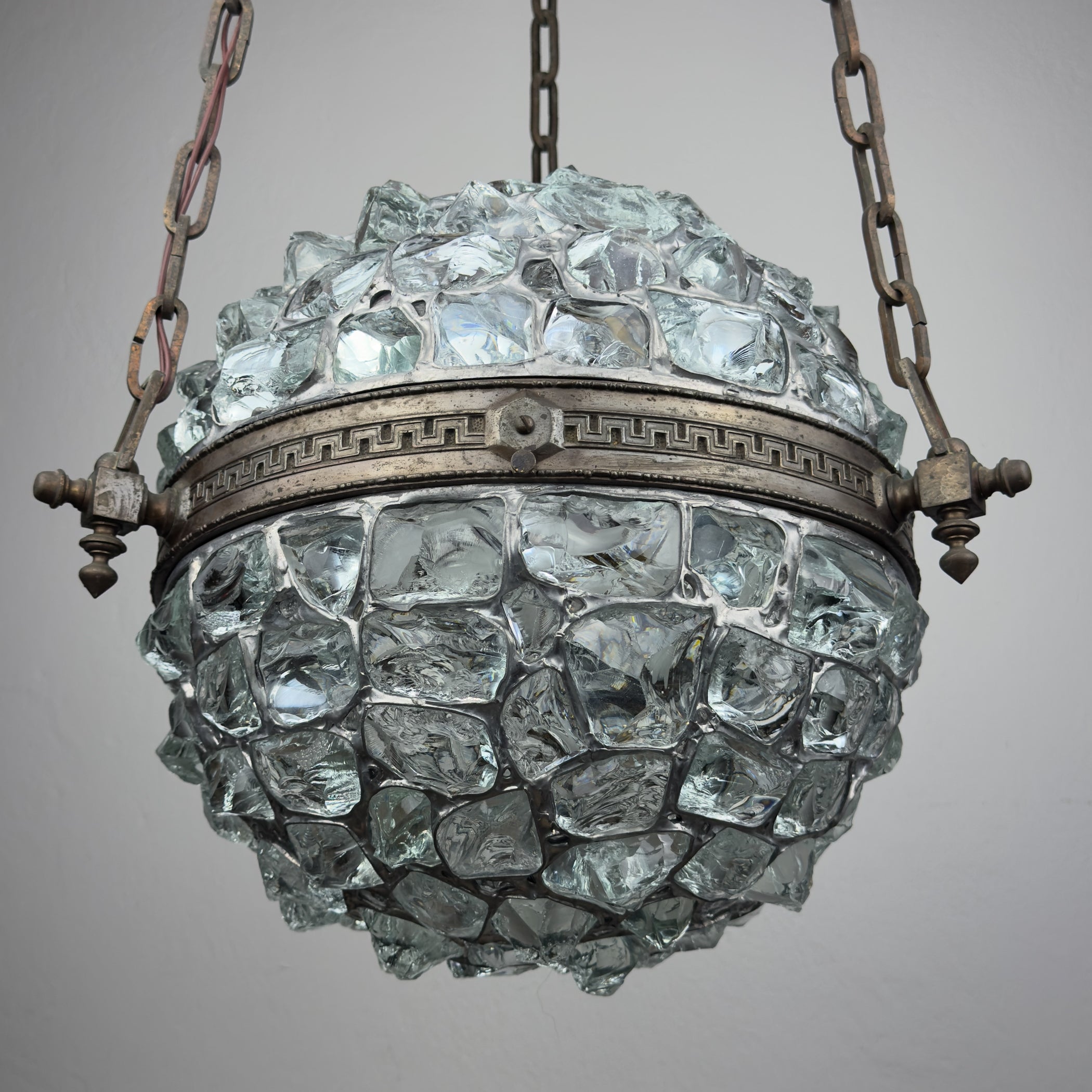 Antique chandelier on chains in Art Nouveau style, Austria, early 20th century
