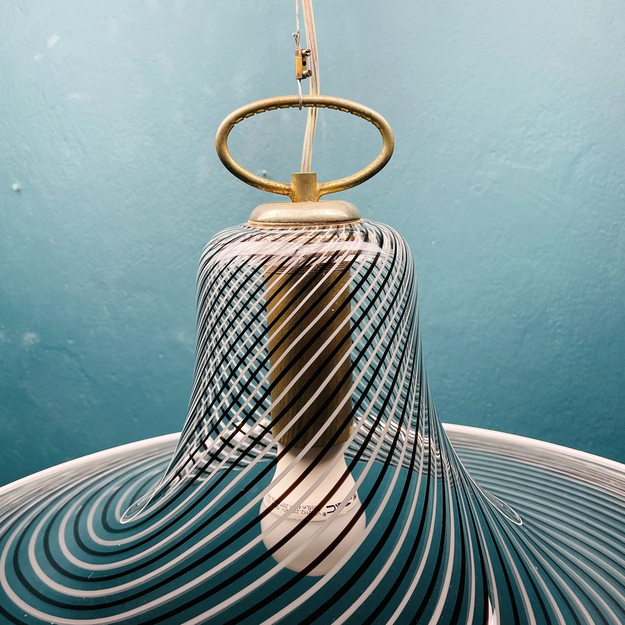 Vintage swirl Murano pendant lamp Italy 1970s Italian modern murano chandelier