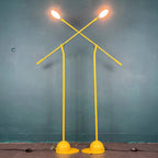 Pair of yellow floor lamps Yugoslavia 1960s Industrial Mid-century lighting Space age