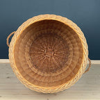 Vintage laundry basket wicker weaving Yugoslavia 1970s
