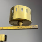Mid-Century Stilnovo Chandelier with Brass and Opaline Glass, Italy 1970s
